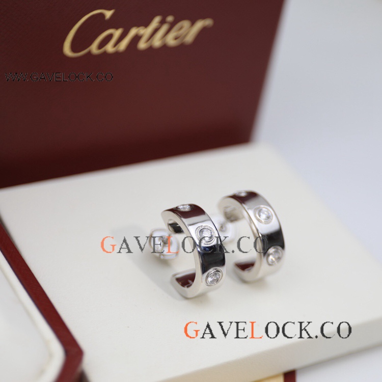 Cartier Love Silver Earring with 4 Diamonds